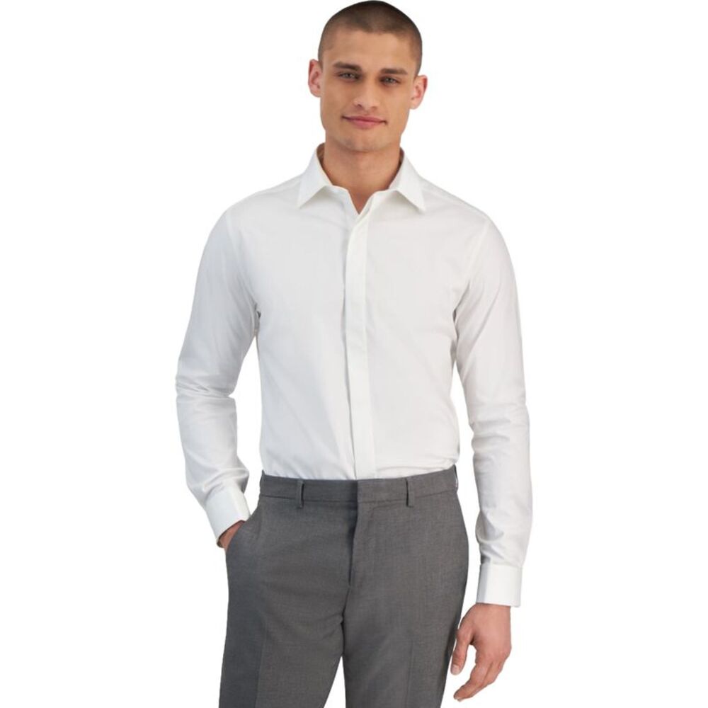 Alfani Mens Solid Button Down Dress Shirt, NWT